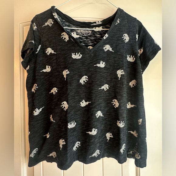 Mudd Tops - Mudd Charcoal Tee with Elephant Pattern